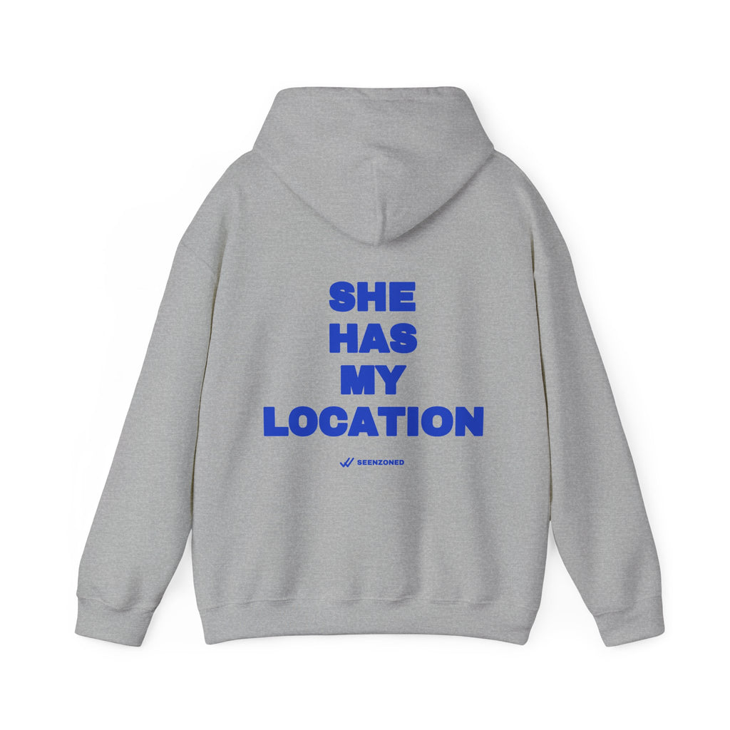 She has my location. Hoodie · Cobalt