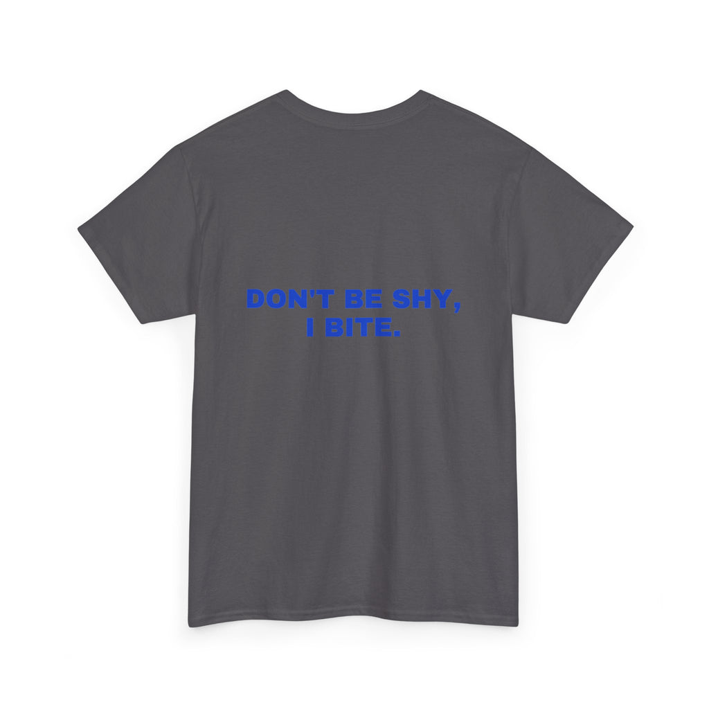 Don't be shy, I bite. Cobalt print (dark)