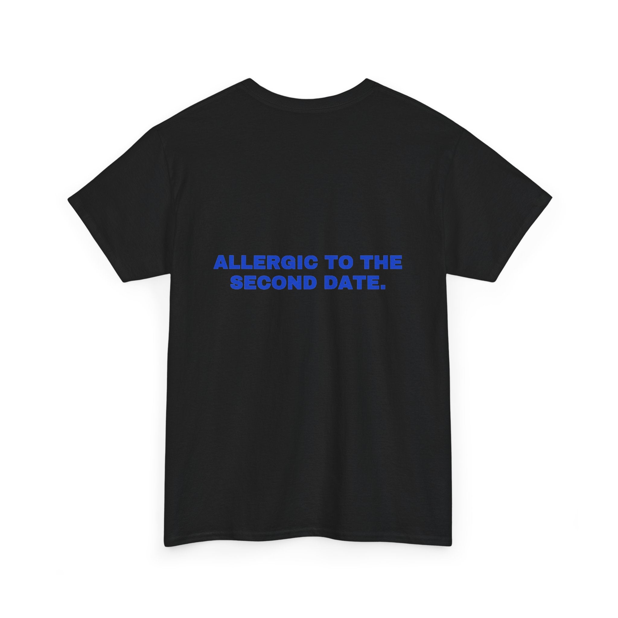 Allergic to the second date. Cobalt print (dark)