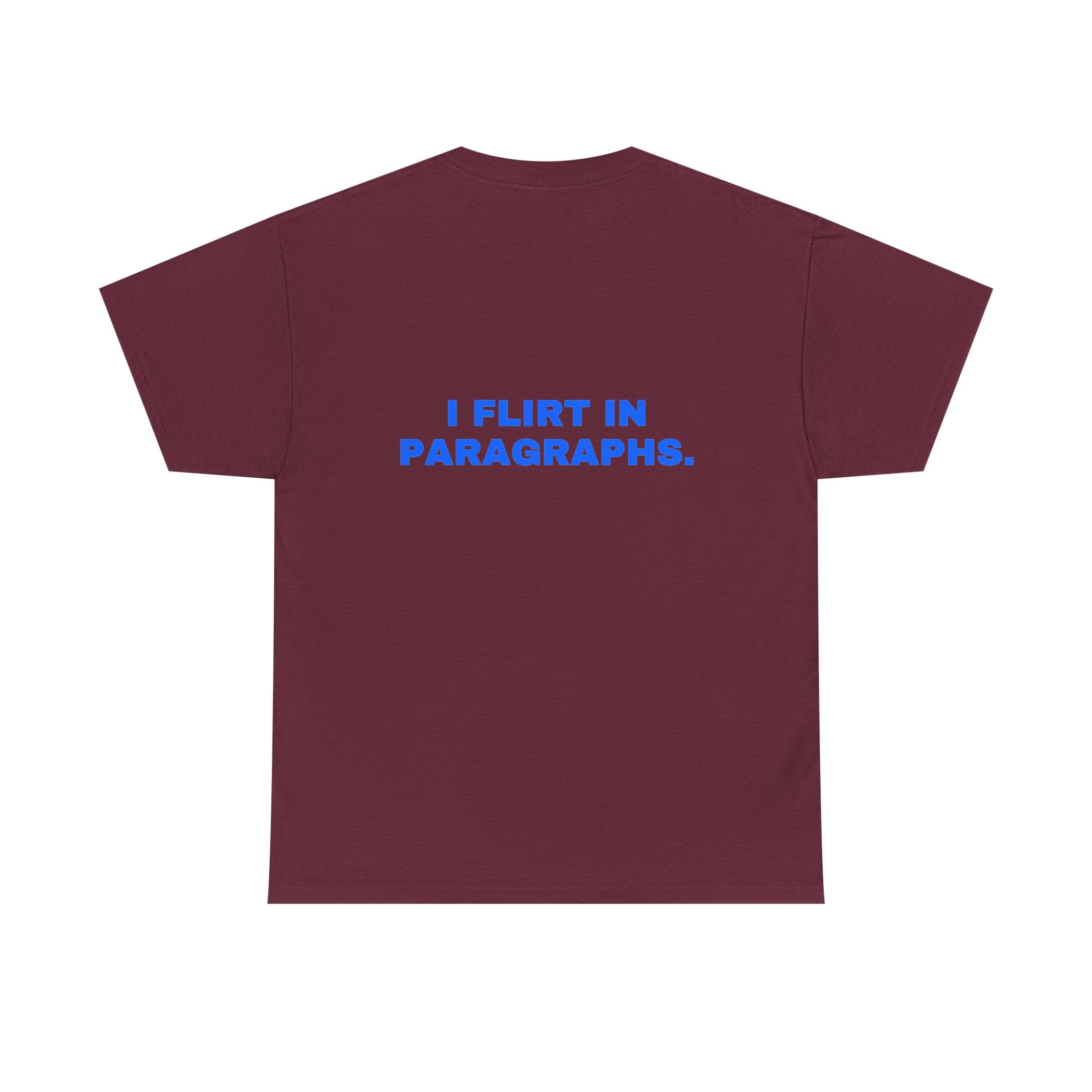 I flirt in paragraphs. Royal print (dark)