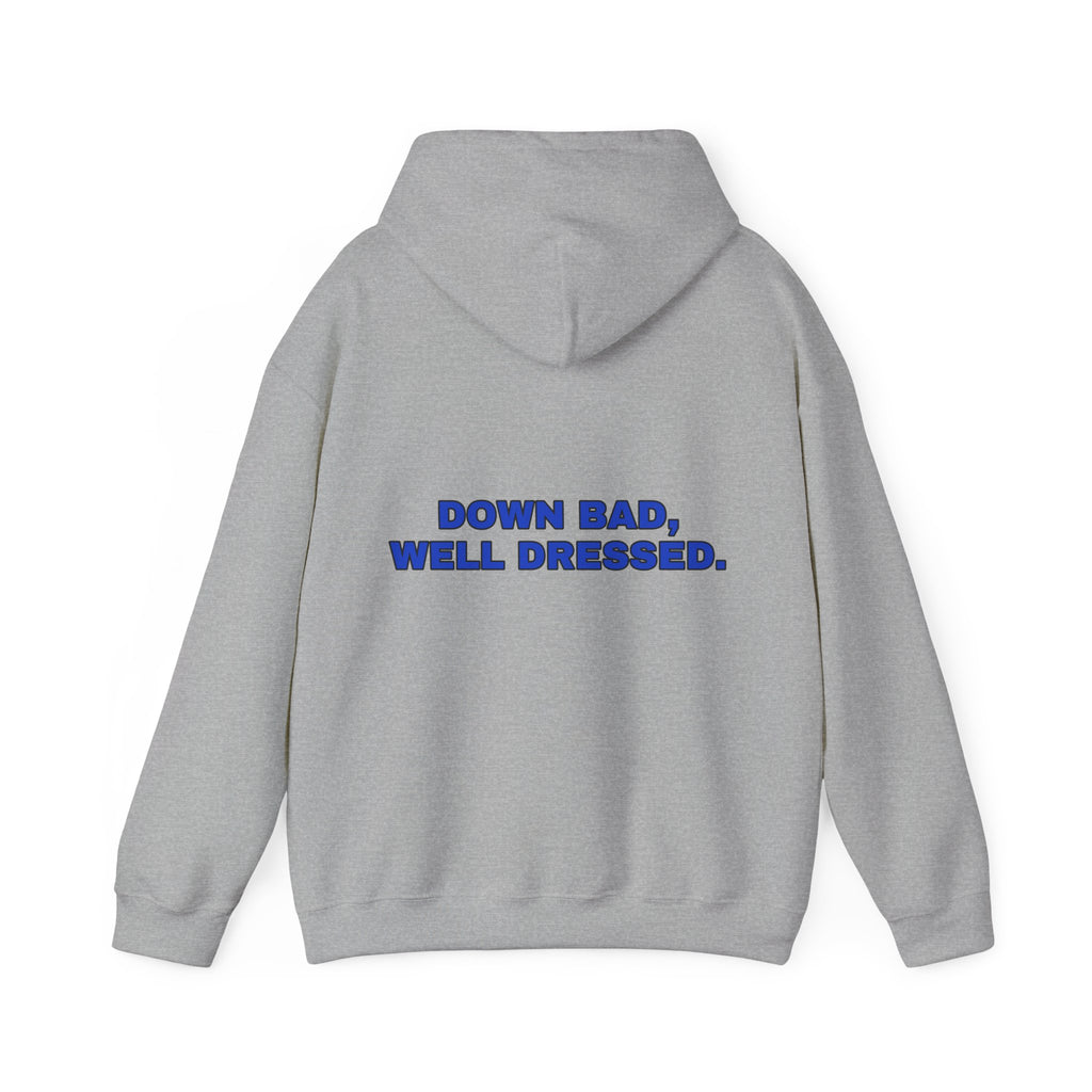 Down bad, well dressed. Cobalt print