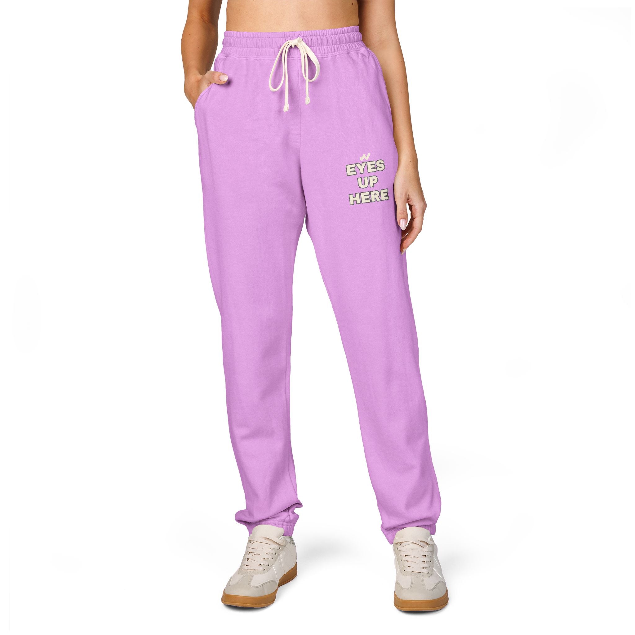 Eyes Up Here Sweatpants - Comfort Colors Garment-Dyed Fleece, Funny Flirty Joggers | Seen Zoned