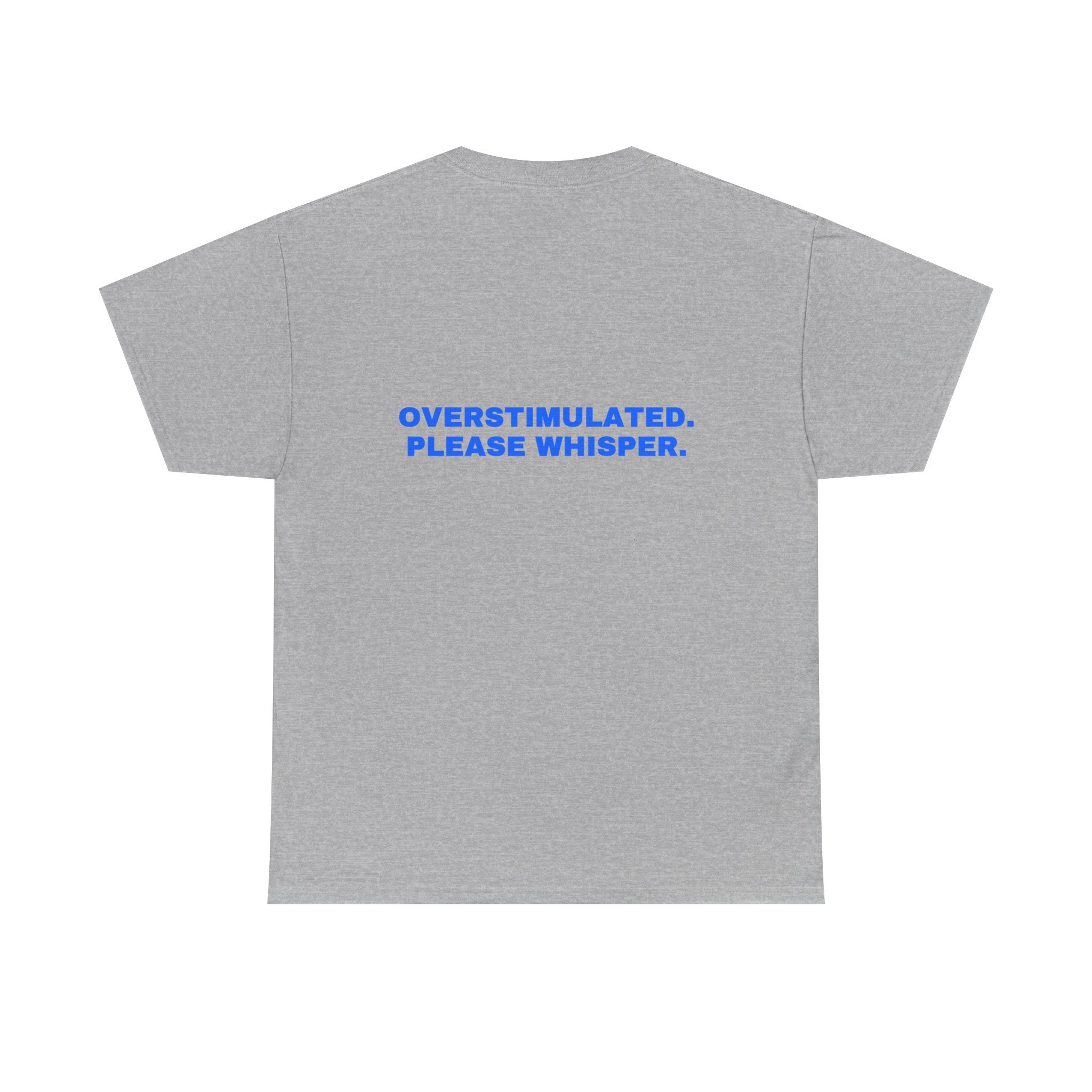 Overstimulated. Please whisper. Statement Tee - Soft Classic Cotton, Funny Dry Humor Gift | Seen Zoned