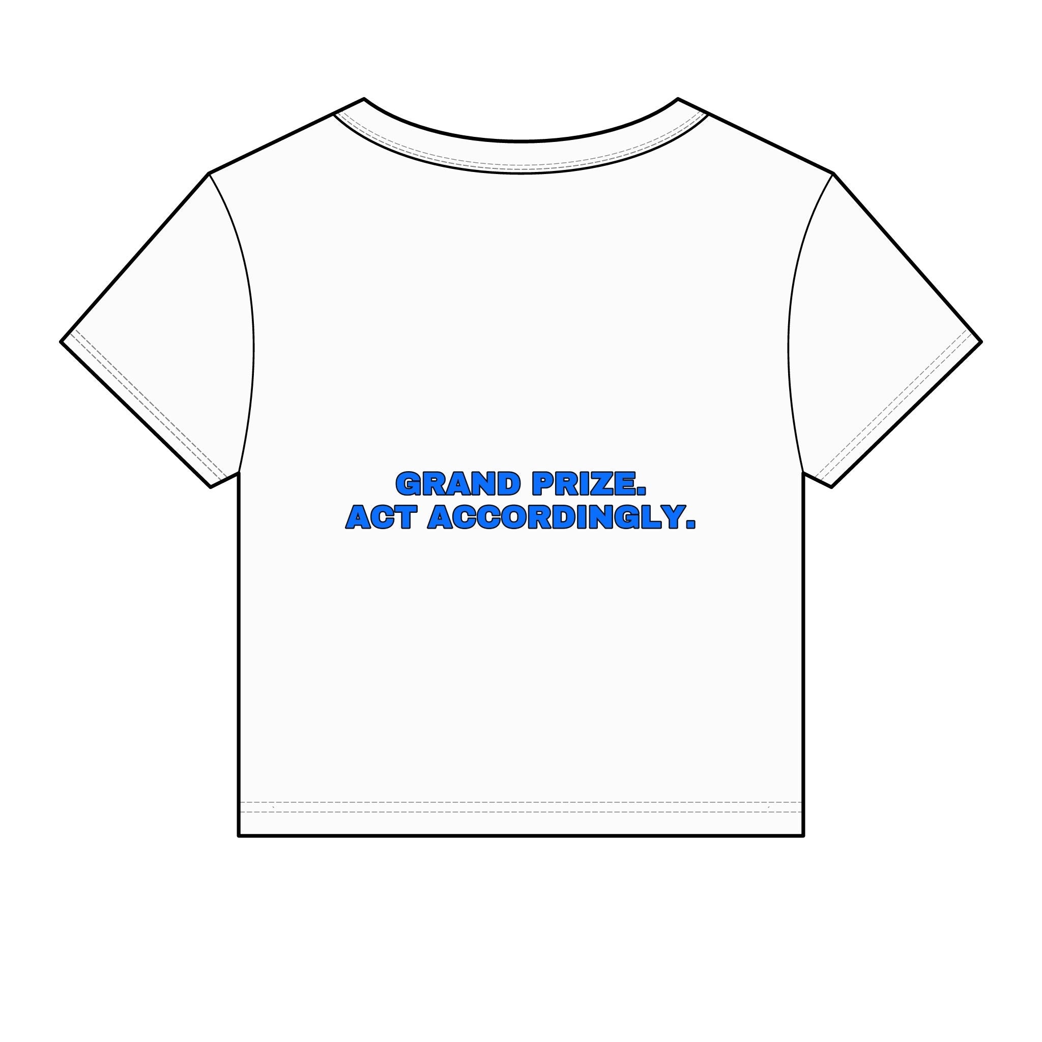 Grand prize. Act accordingly. Statement Baby Tee - Funny Dry Humor Gift for Her | Seen Zoned