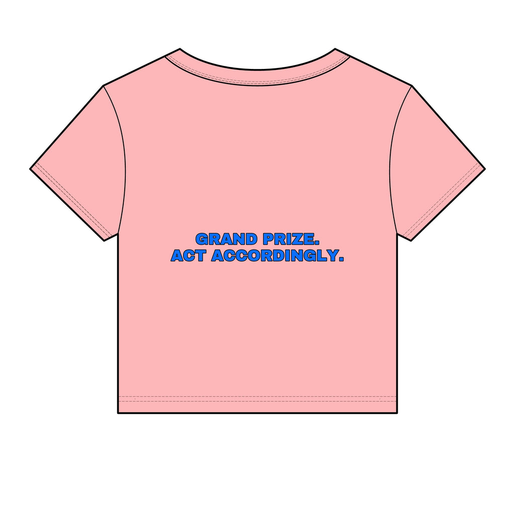 Grand prize. Act accordingly. Statement Baby Tee - Funny Dry Humor Gift for Her | Seen Zoned