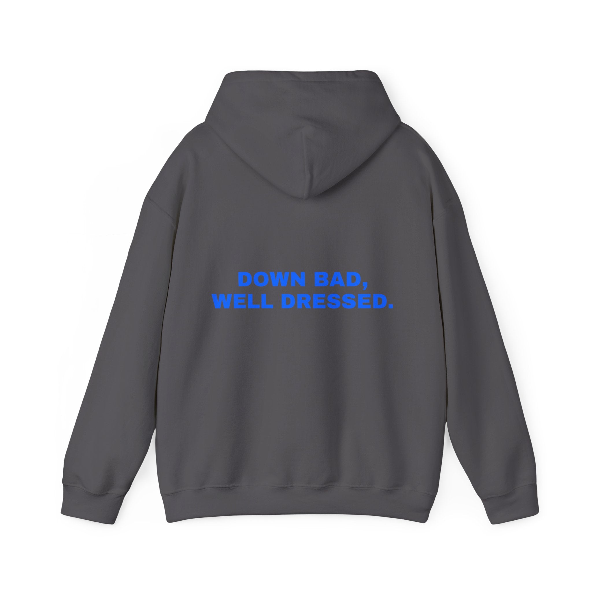 Down bad, well dressed. Statement Hoodie - Funny Flirty Dating Gift, Gen-Z Read-Receipt Humor | Seen Zoned