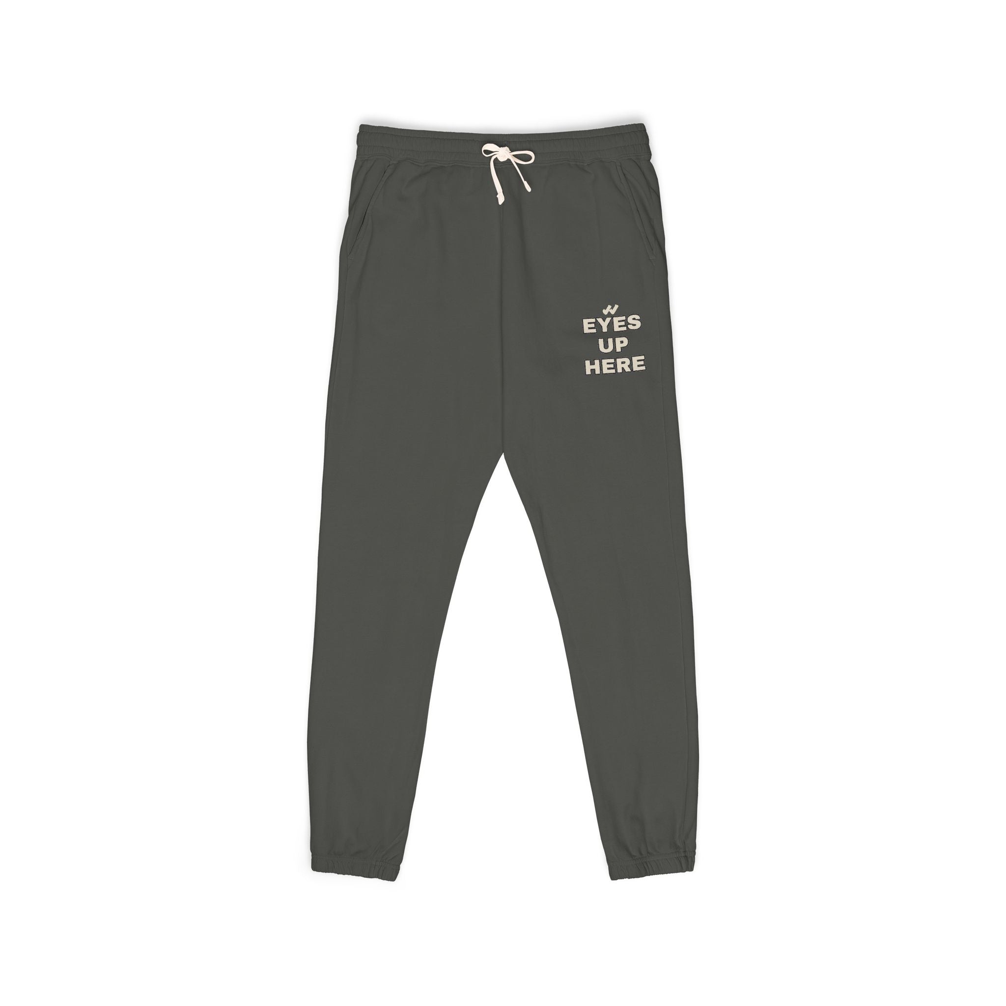 Eyes Up Here Sweatpants - Comfort Colors Garment-Dyed Fleece, Funny Flirty Joggers | Seen Zoned