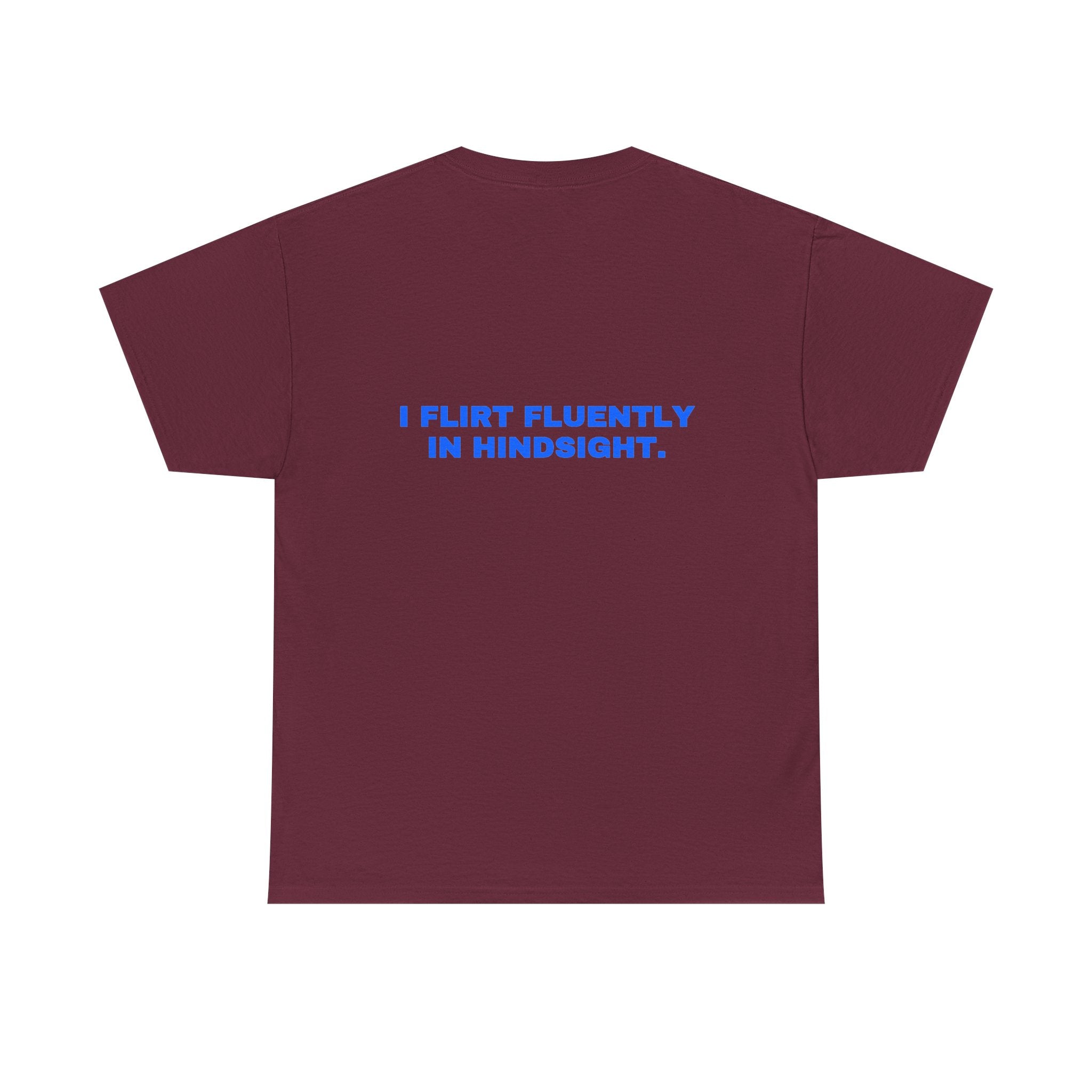 I flirt fluently in hindsight. Royal print (dark)