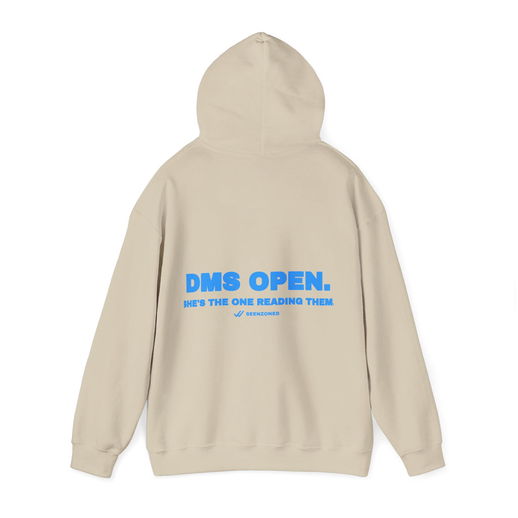 DMs open. She's the one reading them. Hoodie · Sky