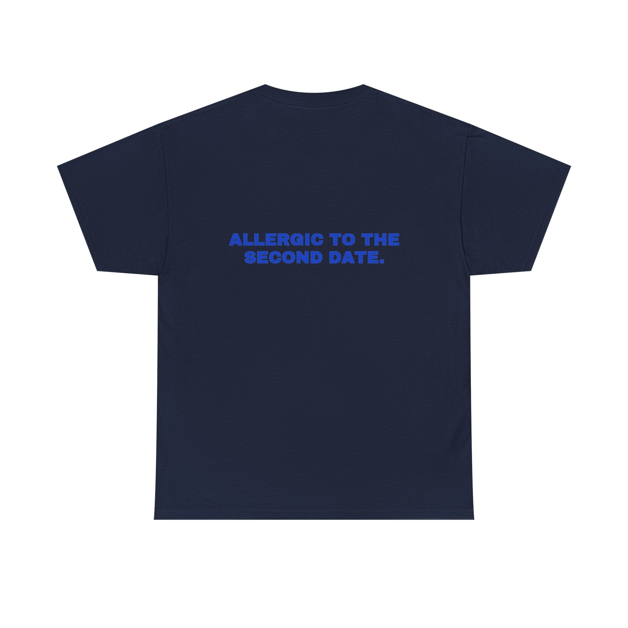 Allergic to the second date. Cobalt print (dark)