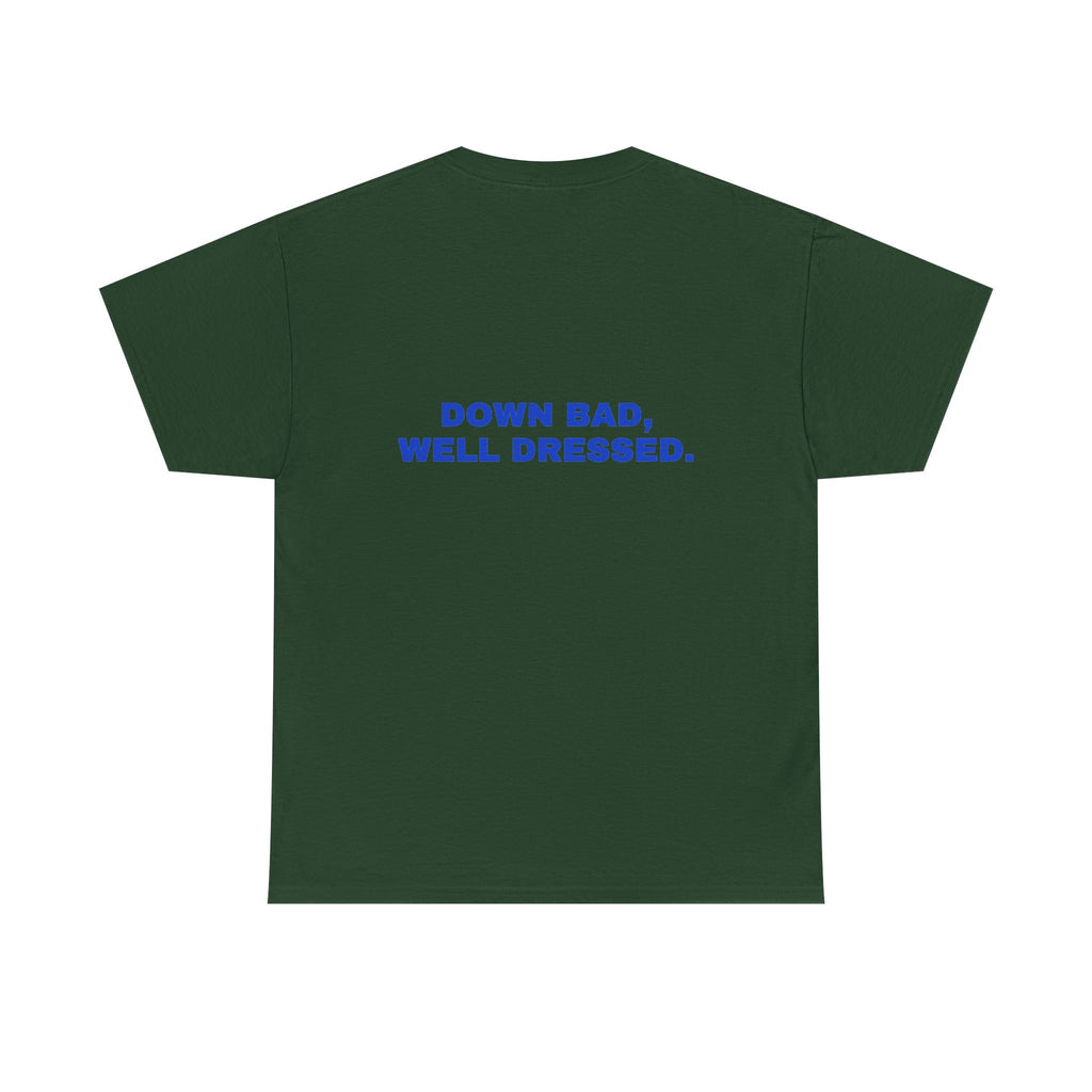 Down bad, well dressed. Cobalt print (dark)