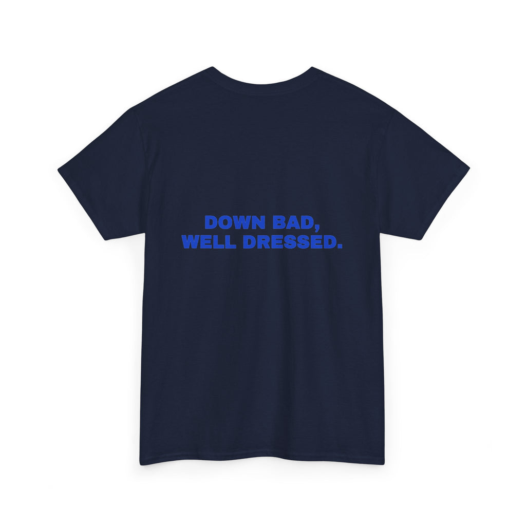 Down bad, well dressed. Cobalt print (dark)