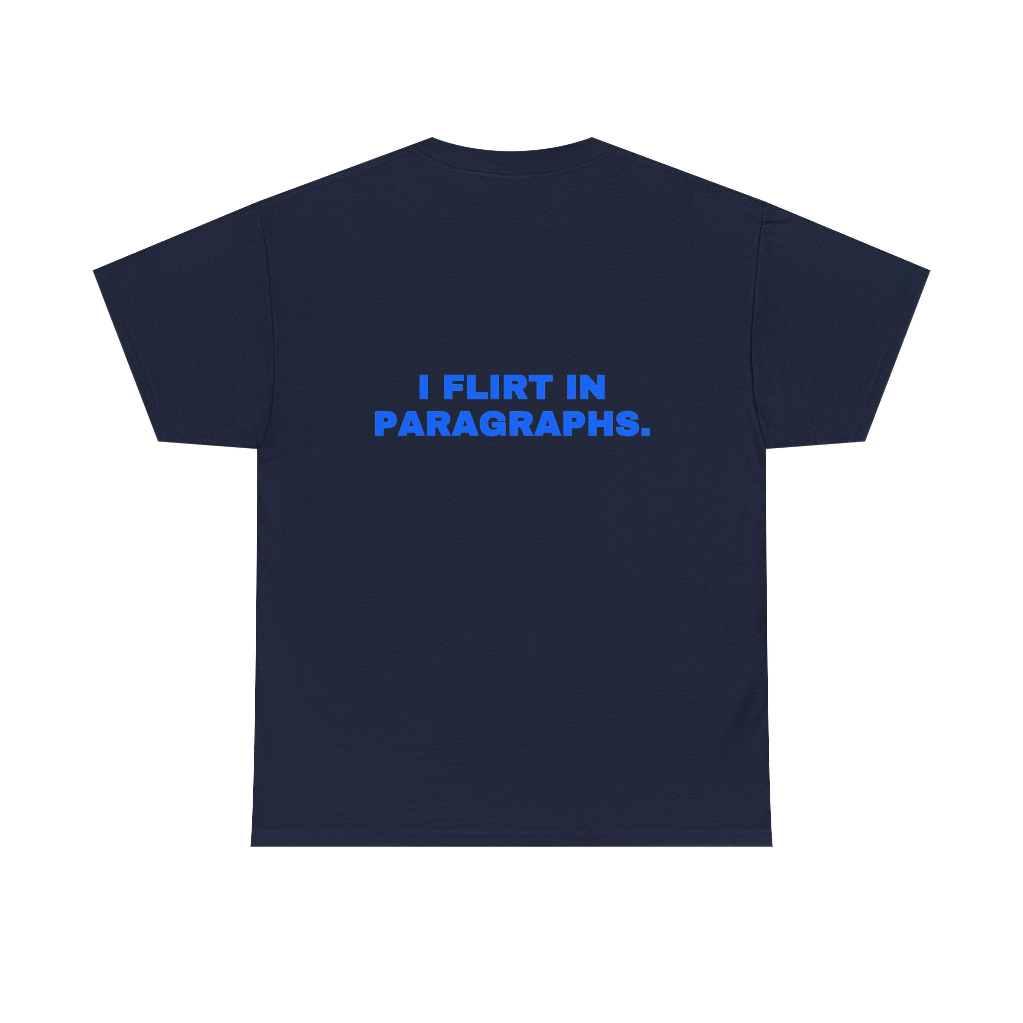I flirt in paragraphs. Royal print (dark)