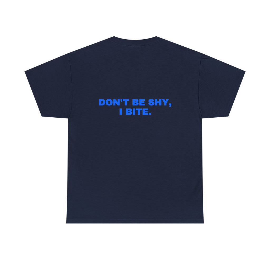 Don't be shy, I bite. Royal print (dark)