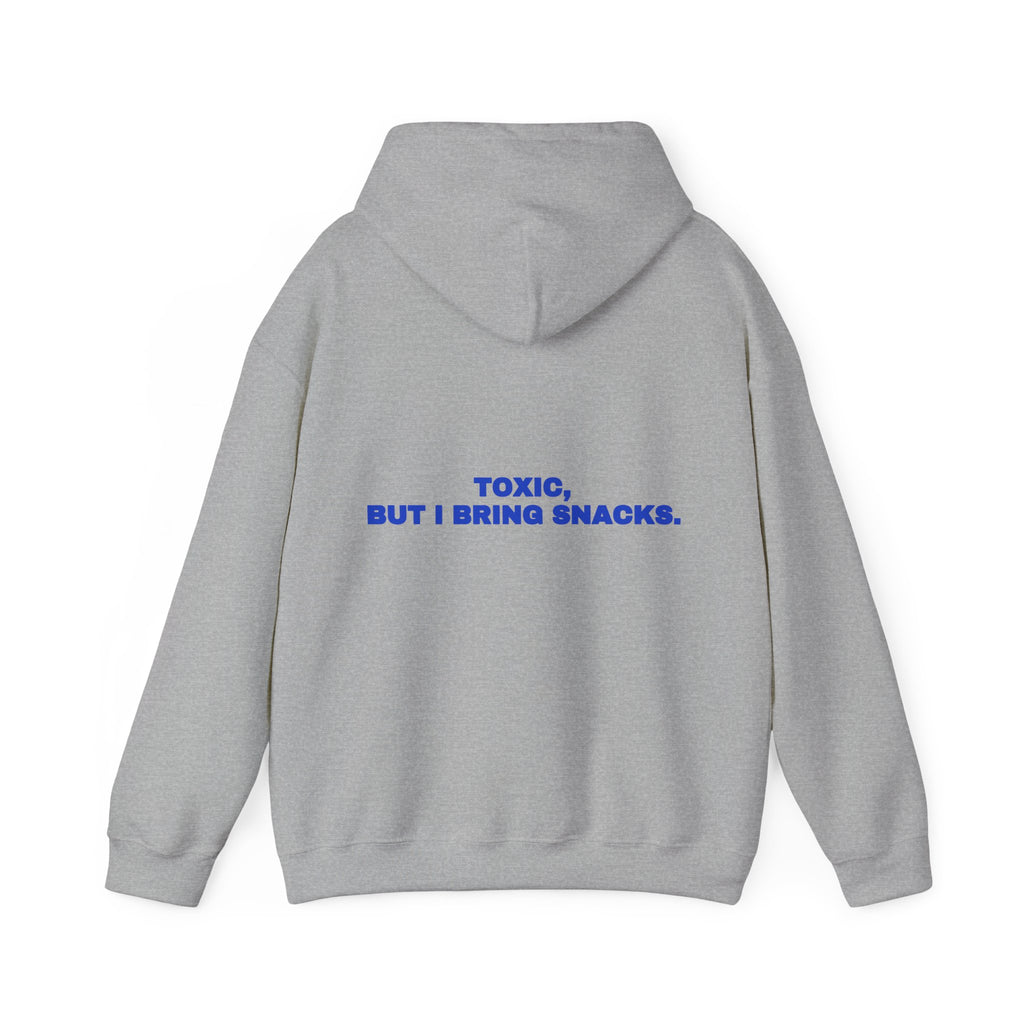Toxic, but I bring snacks. Hoodie · Cobalt