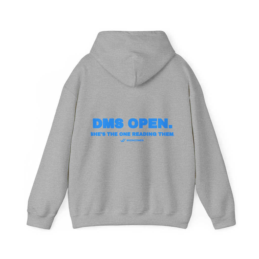 DMs open. She's the one reading them. Hoodie · Sky