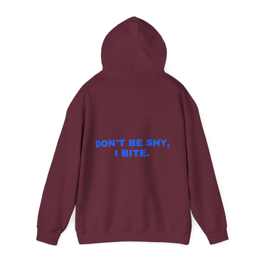 Don't be shy, I bite. Statement Hoodie - Funny Flirty Dating Gift, Gen-Z Read-Receipt Humor | Seen Zoned