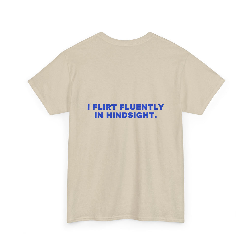 I flirt fluently in hindsight. Cobalt print