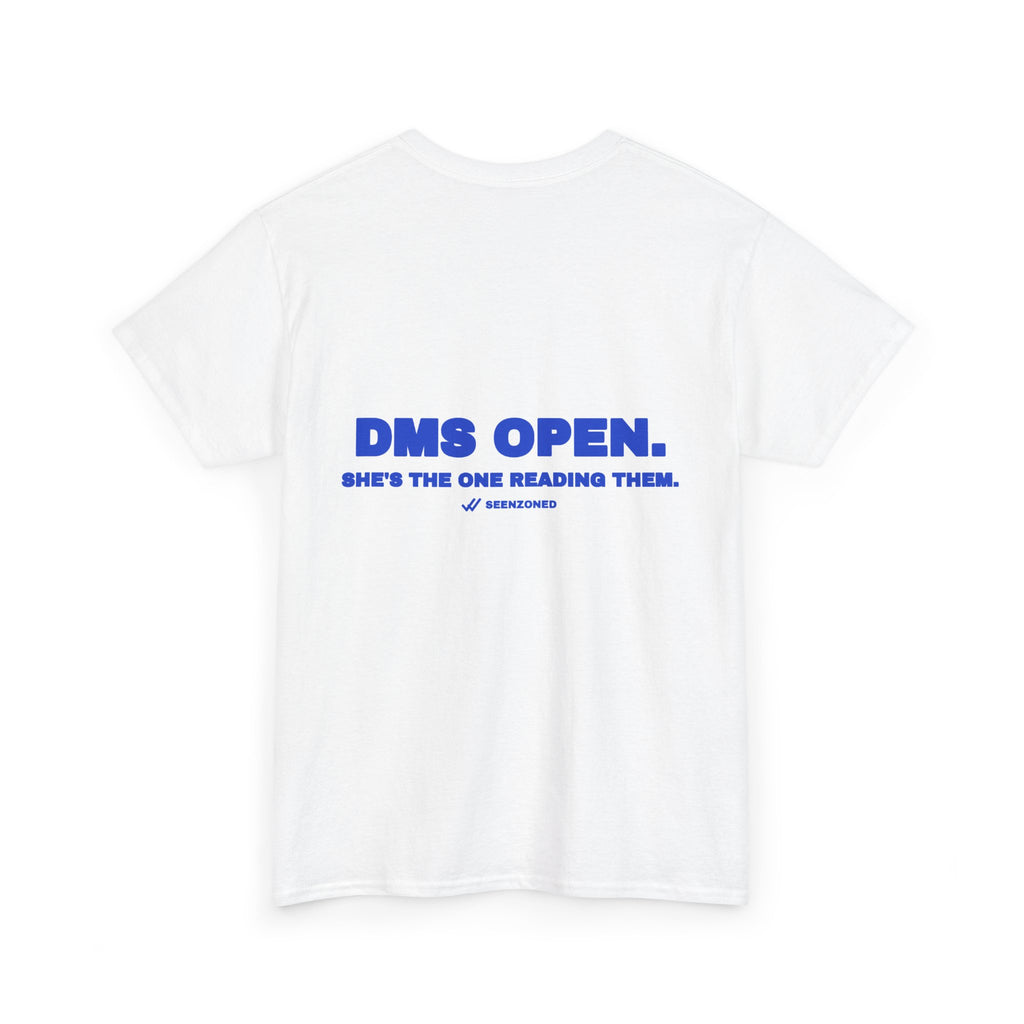 DMs open. She's the one reading them. Tee · Cobalt