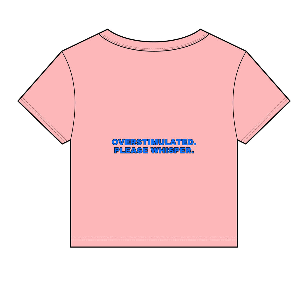 Overstimulated. Please whisper. Statement Baby Tee - Funny Dry Humor Gift for Her | Seen Zoned