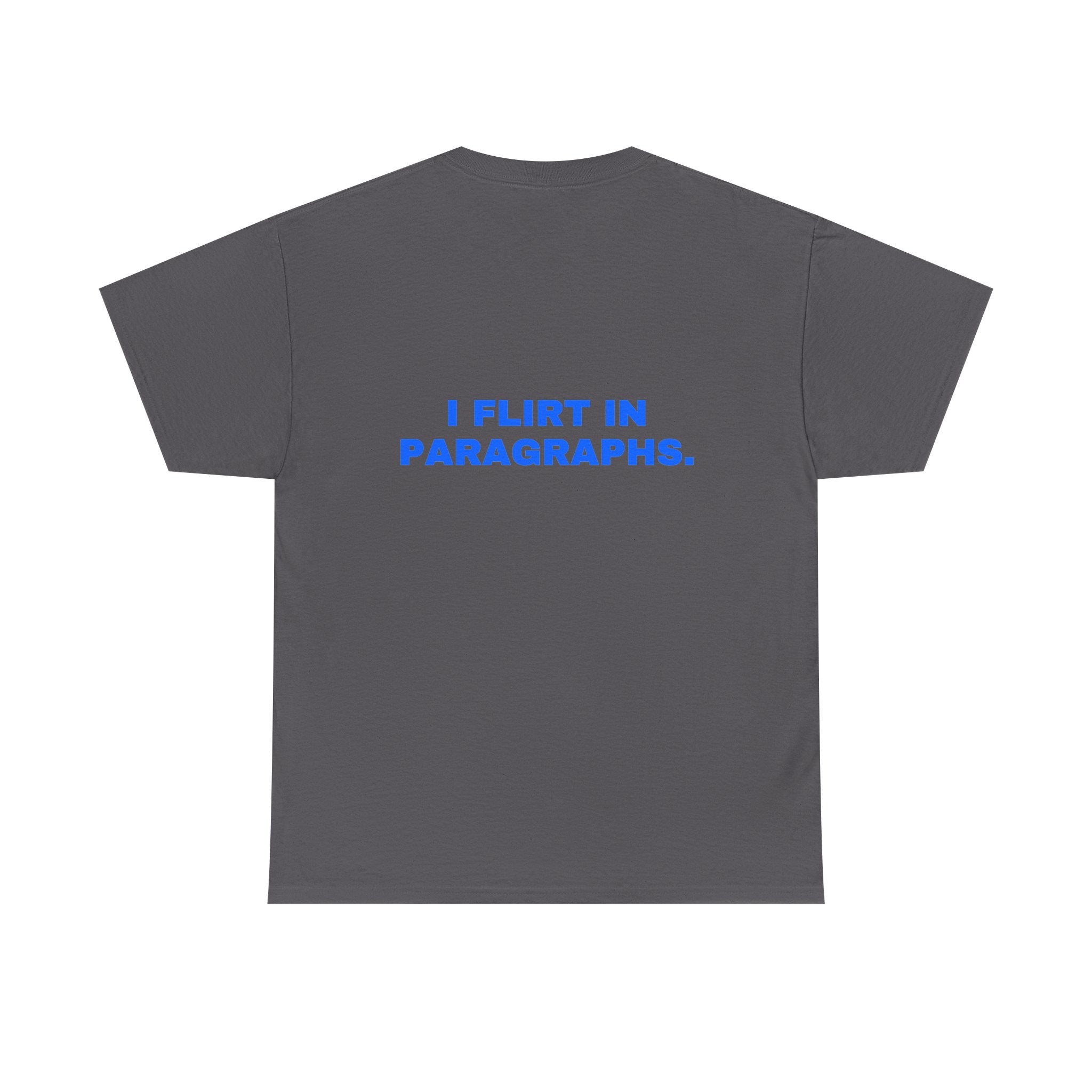 I flirt in paragraphs. Royal print (dark)