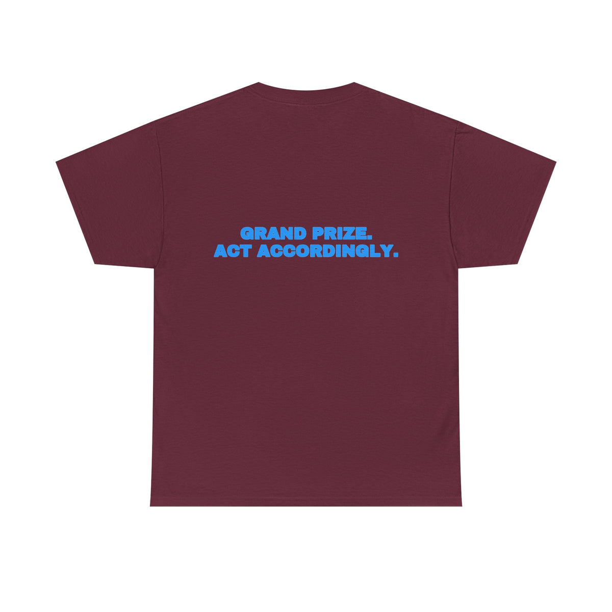 Grand prize. Act accordingly. Tee · Sky (dark)