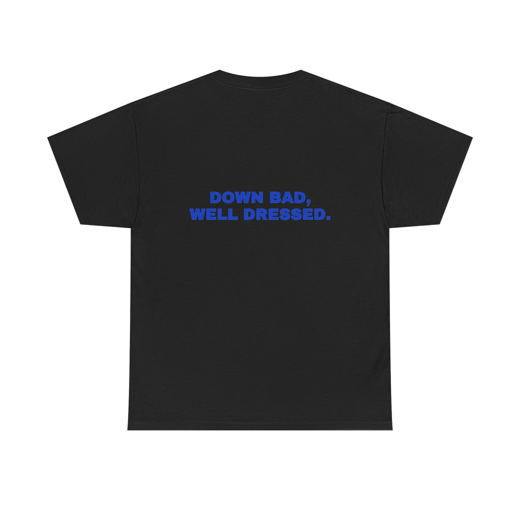 Down bad, well dressed. Cobalt print (dark)