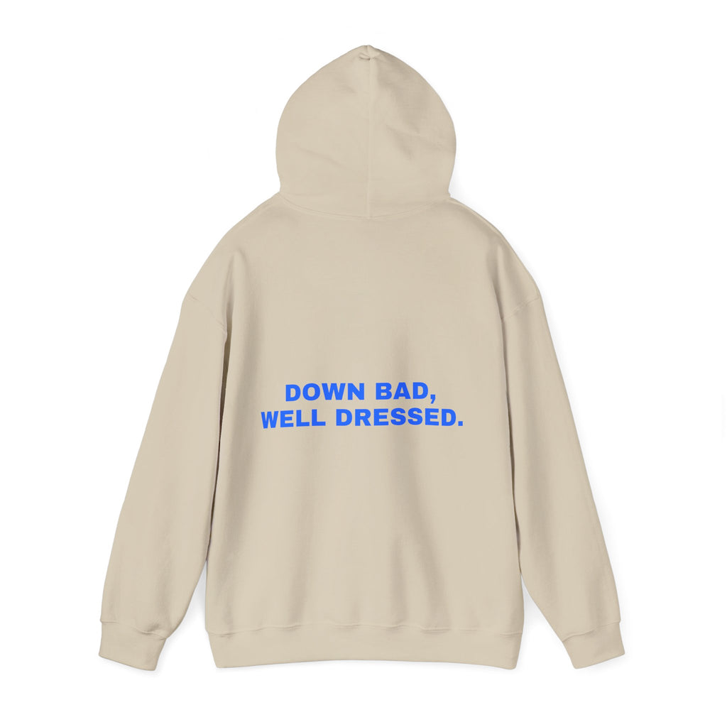 Down bad, well dressed. Statement Hoodie - Funny Flirty Dating Gift, Gen-Z Read-Receipt Humor | Seen Zoned