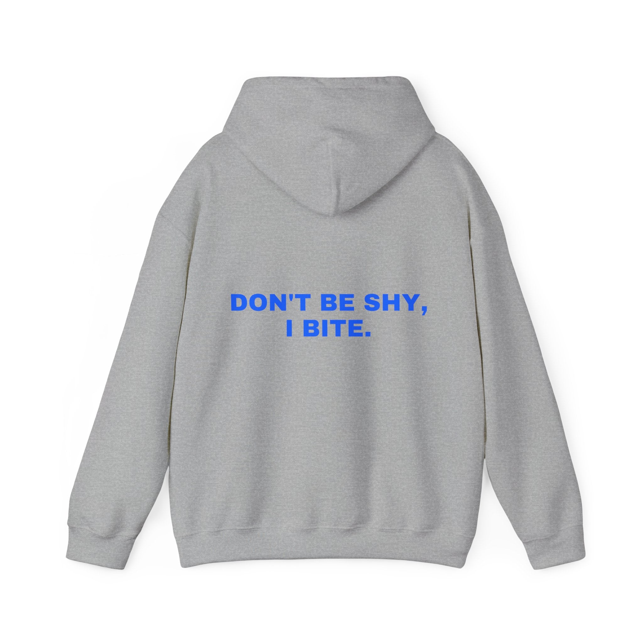 Don't be shy, I bite. Statement Hoodie - Funny Flirty Dating Gift, Gen-Z Read-Receipt Humor | Seen Zoned