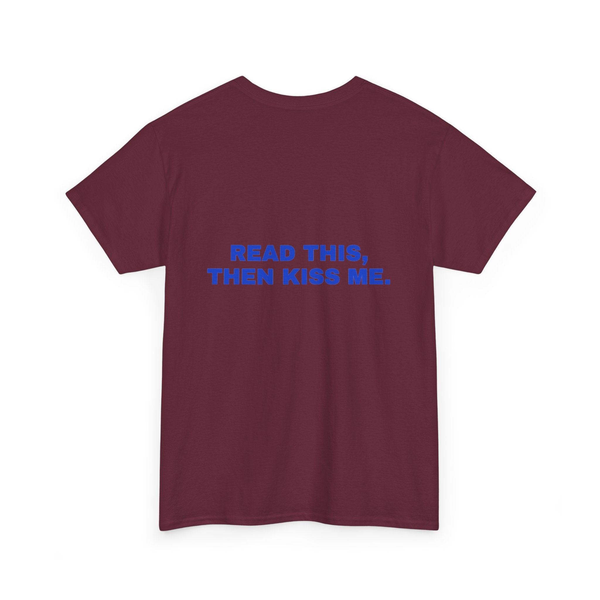 Read this, then kiss me. Cobalt print (dark)