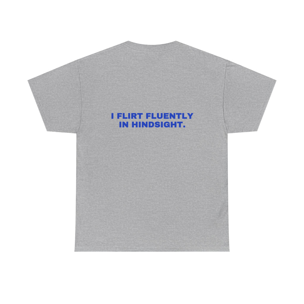 I flirt fluently in hindsight. Cobalt print