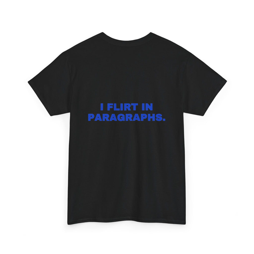 I flirt in paragraphs. Cobalt print (dark)