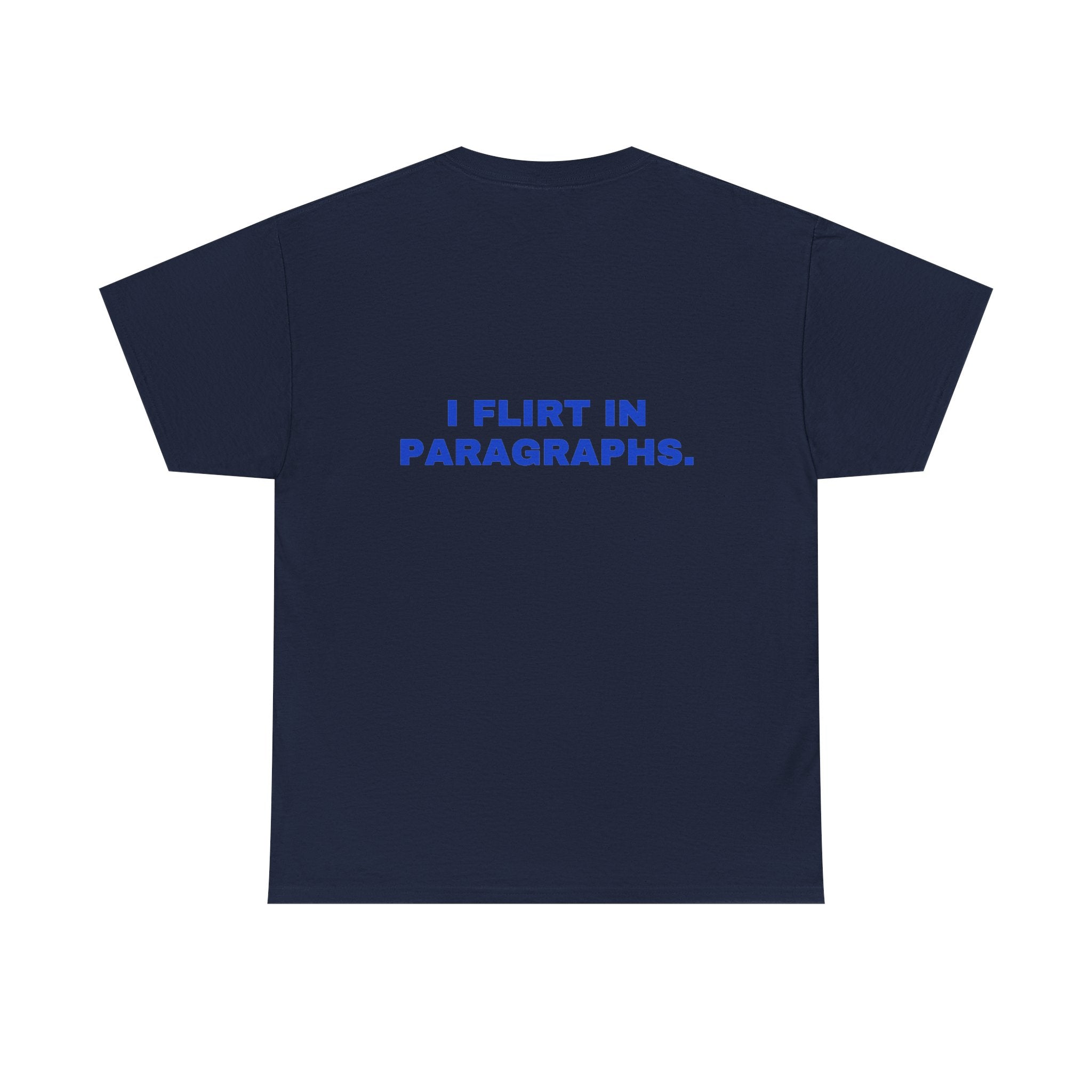 I flirt in paragraphs. Cobalt print (dark)